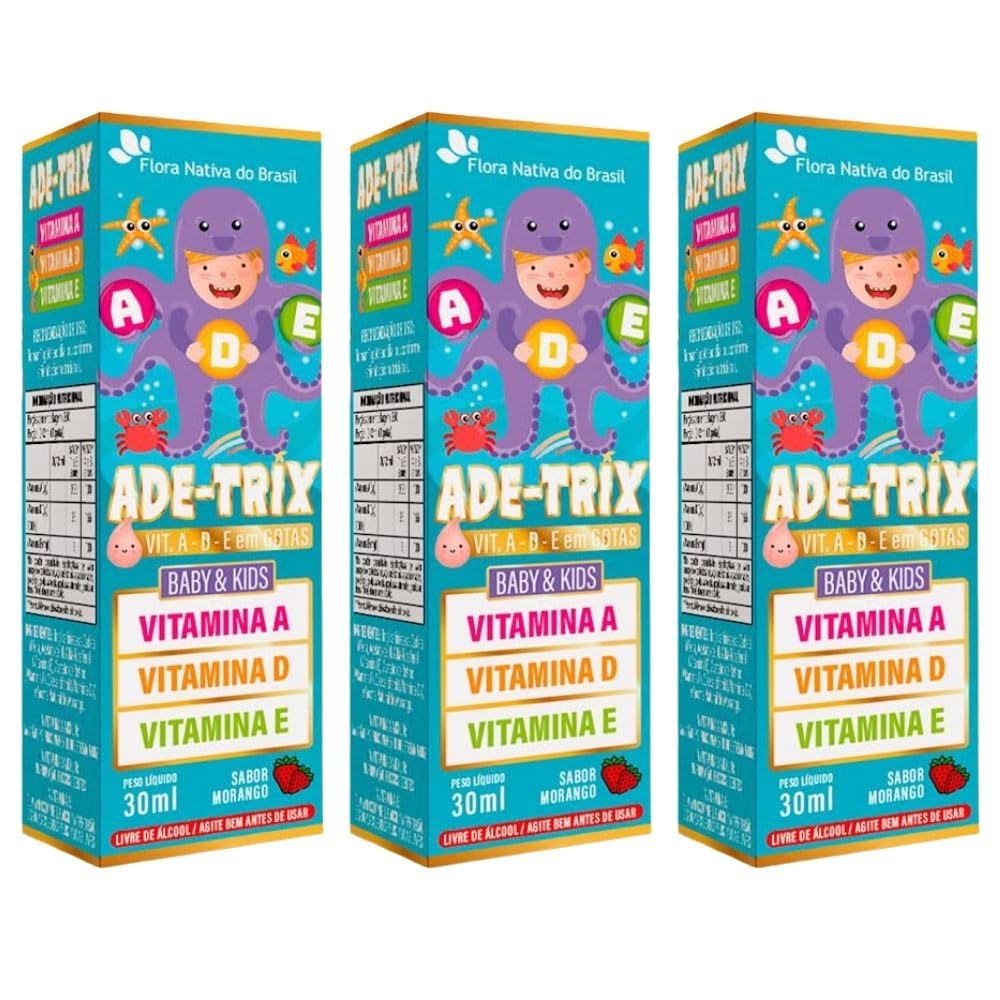 カラダリケア　3箱 KIT 3X ADE-TRIX (Vitaminas A, D e E) 30ml - Flora Nativa (30ml