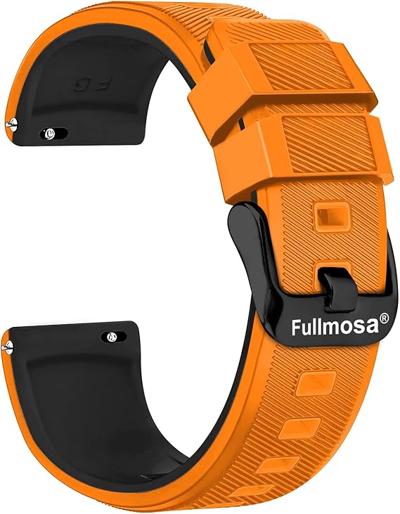 Amazon Fullmosa 時計バンド 22mm 高級シリコン製 6種類のカラーコンビネーション クイックリリース ソフトラバー 腕時計ストラップ スマートウォッチおよび従来の腕時計対応 交換用リストバンド オレンジ ブラック ブラックバックル 型番表をご確認ください 時計