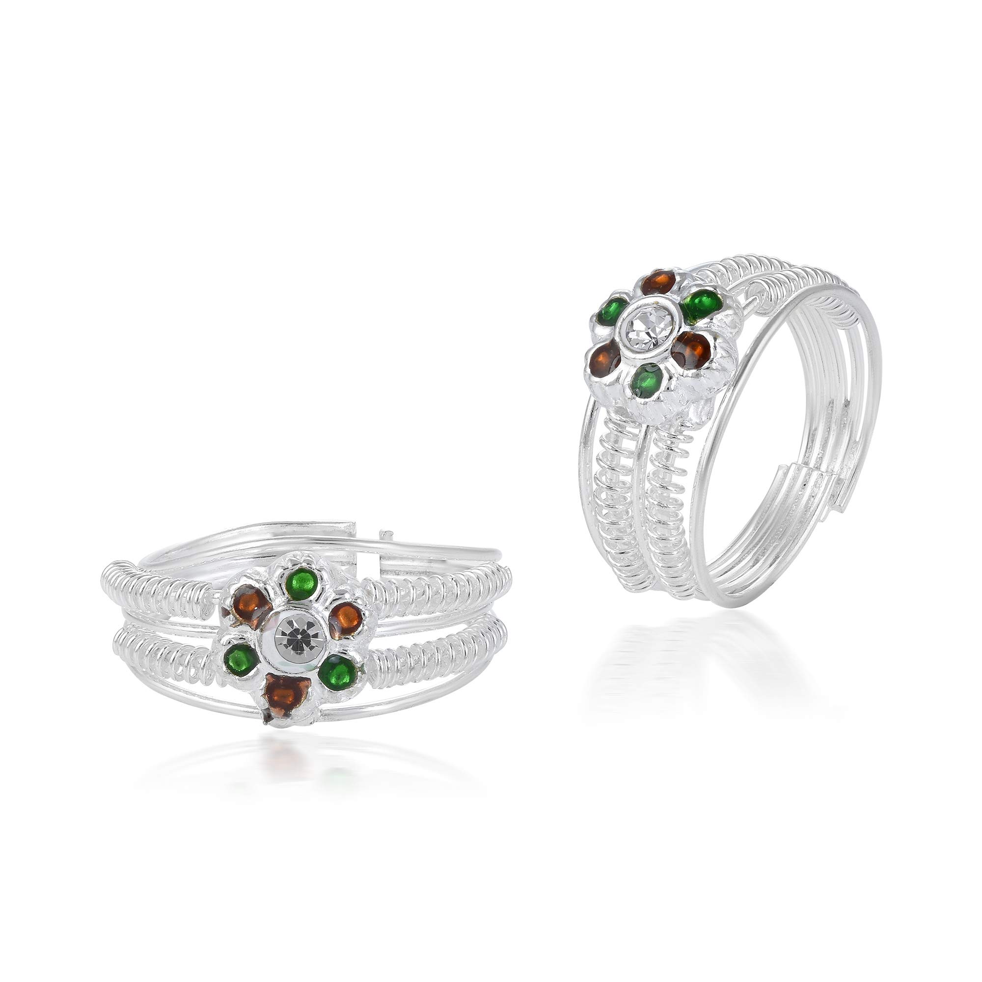 Memoir Silverplated Colourful CZ Adjustable size Bichiya Toering Women (TRAN2424) (B0968Z5ZRP) Amazon Price History, Amazon Price Tracker