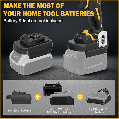 Miniatura 2 de Adaptador de uso para herramientas eléctricas Dewalt de 12 V, para Dewalt 20 V 60 V y para Milwaukee 18 V M18 convertidor de herramientas eléctricas