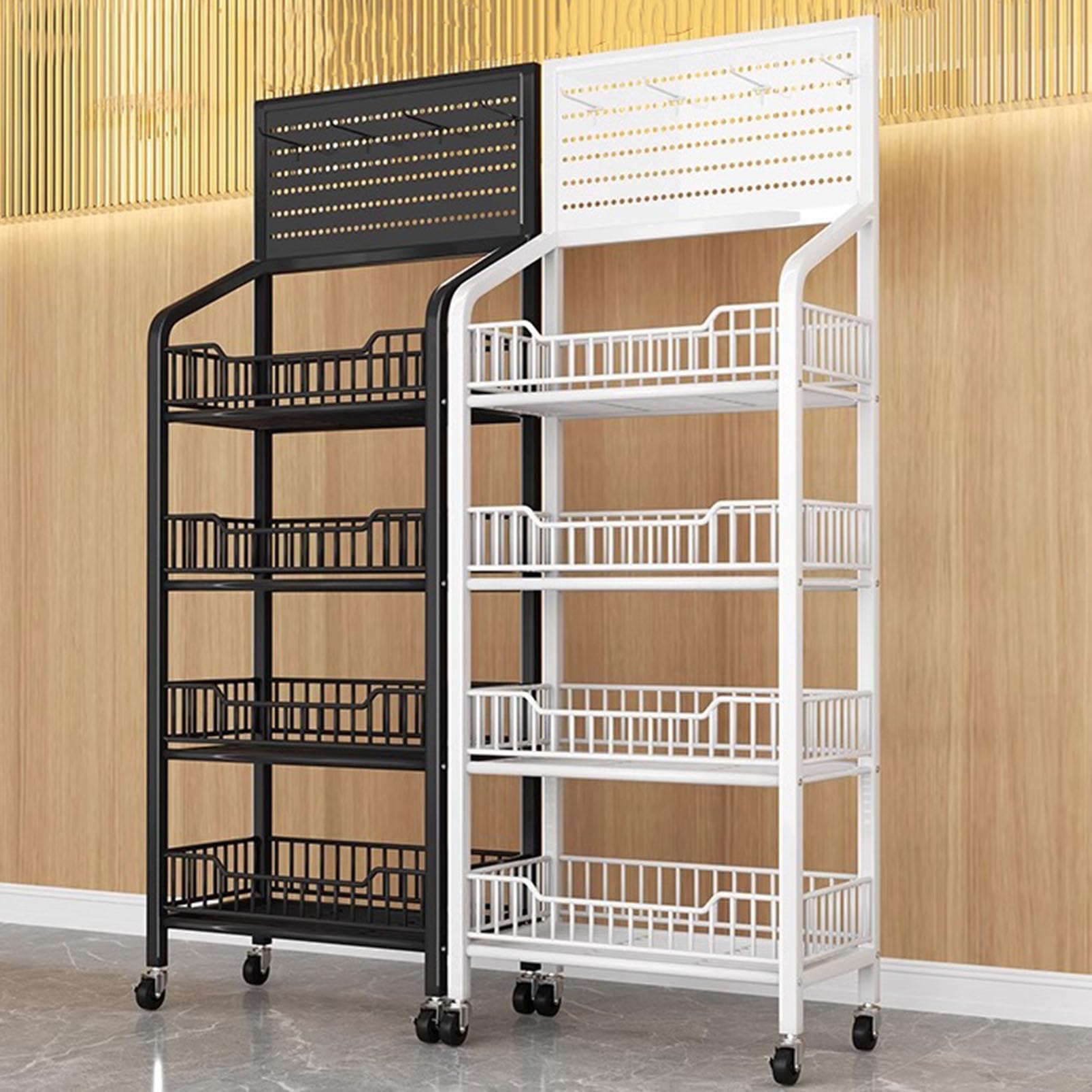 Metall-Snack-Regal mit Rollen, Snack-Organizer für Kartoffelchips und Obst, ideal für Haushaltsgeschäfte und Küche