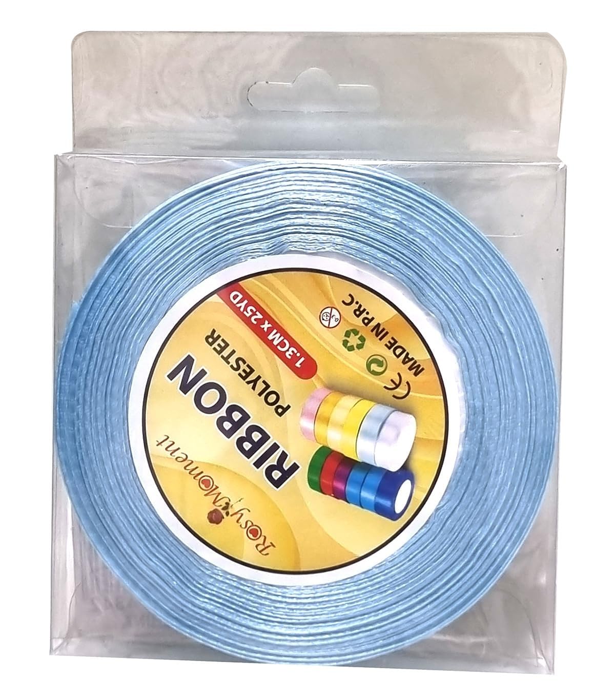 Ribbon Satin Fabric For Gift Package Wrapping Hair Bow Clips Making Crafting Sewing Wedding Decorations Width1.3cm*Length 25Yards-Color LT.BLUE