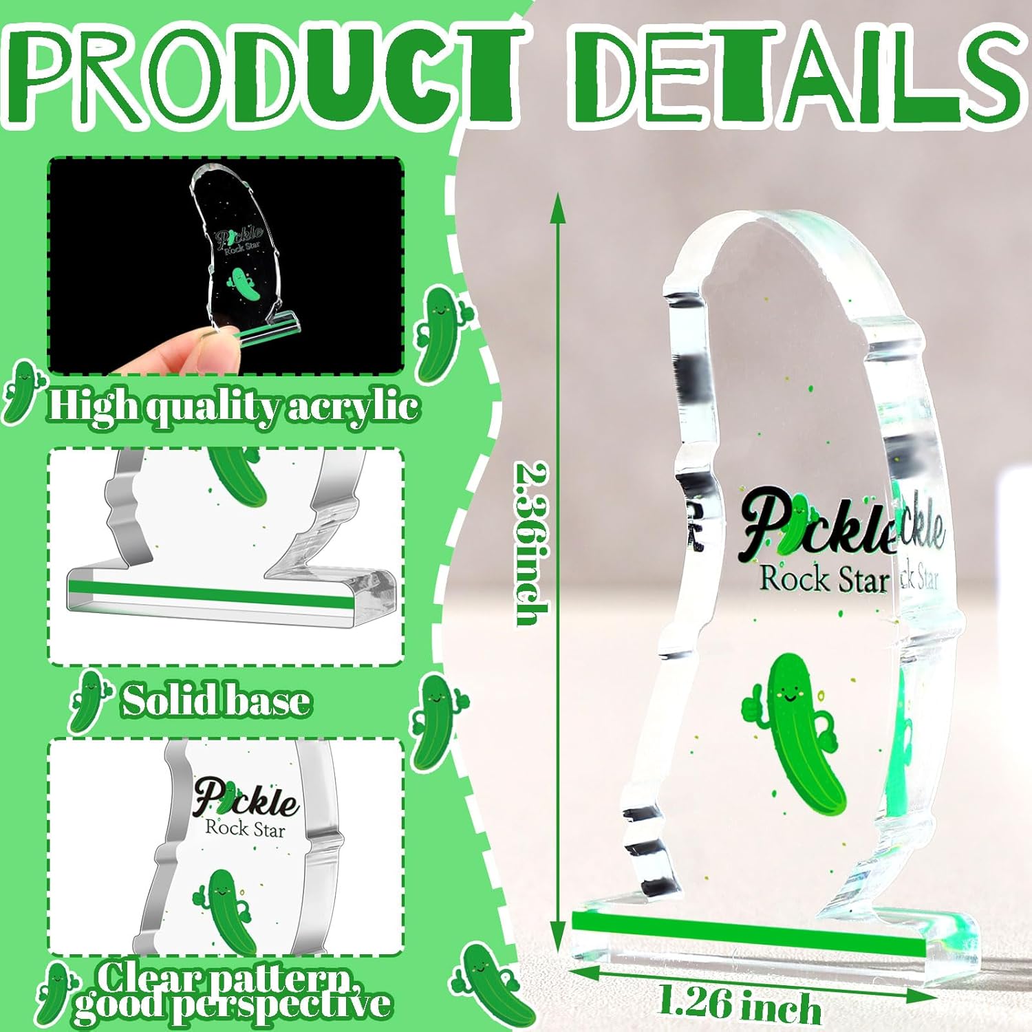 Quelay 12 Pcs Acrylic Pickle Trophies Employee Appreciation Awards Gifts Bulk Funny Pickle Trophy Motivational Team Gifts for Employees Adults Favors Office Decorations