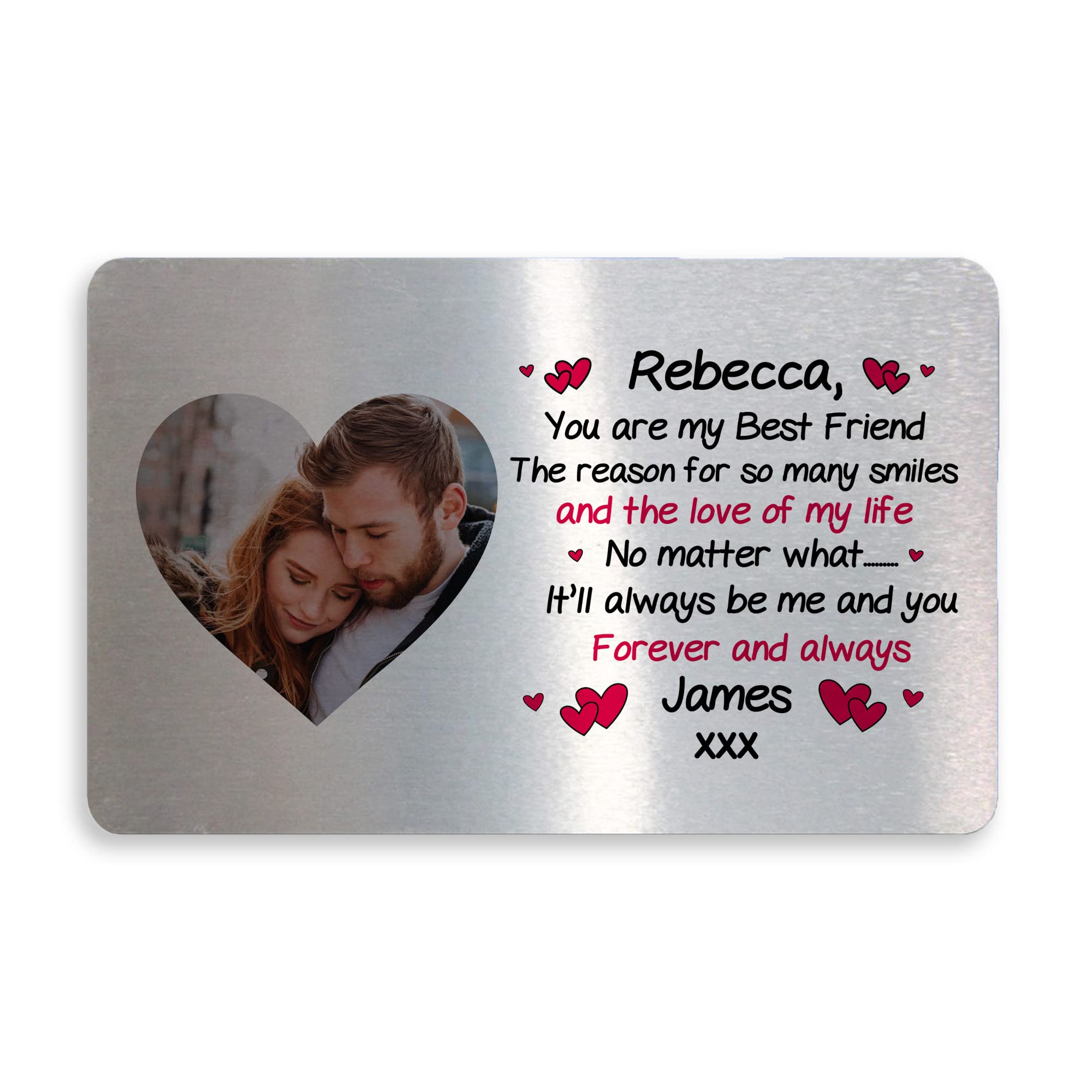 Personalised Photo Metal Wallet Card Love Quote Valentines Day Gift For Him Her