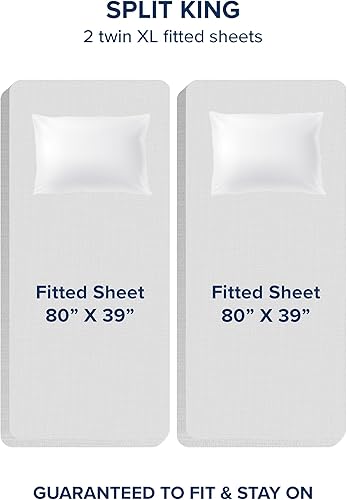 Miniatura 2 de Bare Home Juego de sábanas de 100 % algodón orgánico, tejido percal fresco, ligero y transpirable, sábanas y fundas de almohada (Split King, color