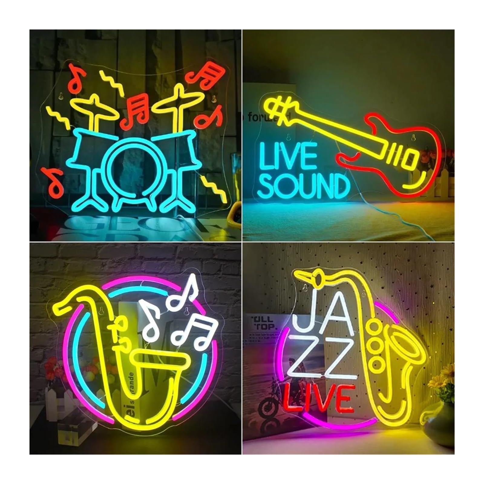 Wiszące neony artystyczne Jazz Saksofon Neon Znak Muzyka Dekoracja Ścienna Znaki Sztuki Dekoracja Pokoju Studio Bar Klub Impreza(31x32cm)