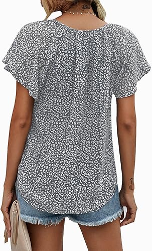 Miniatura 5 de Mansy - Blusas sueltas de verano con cuello en V y estampado floral para mujer