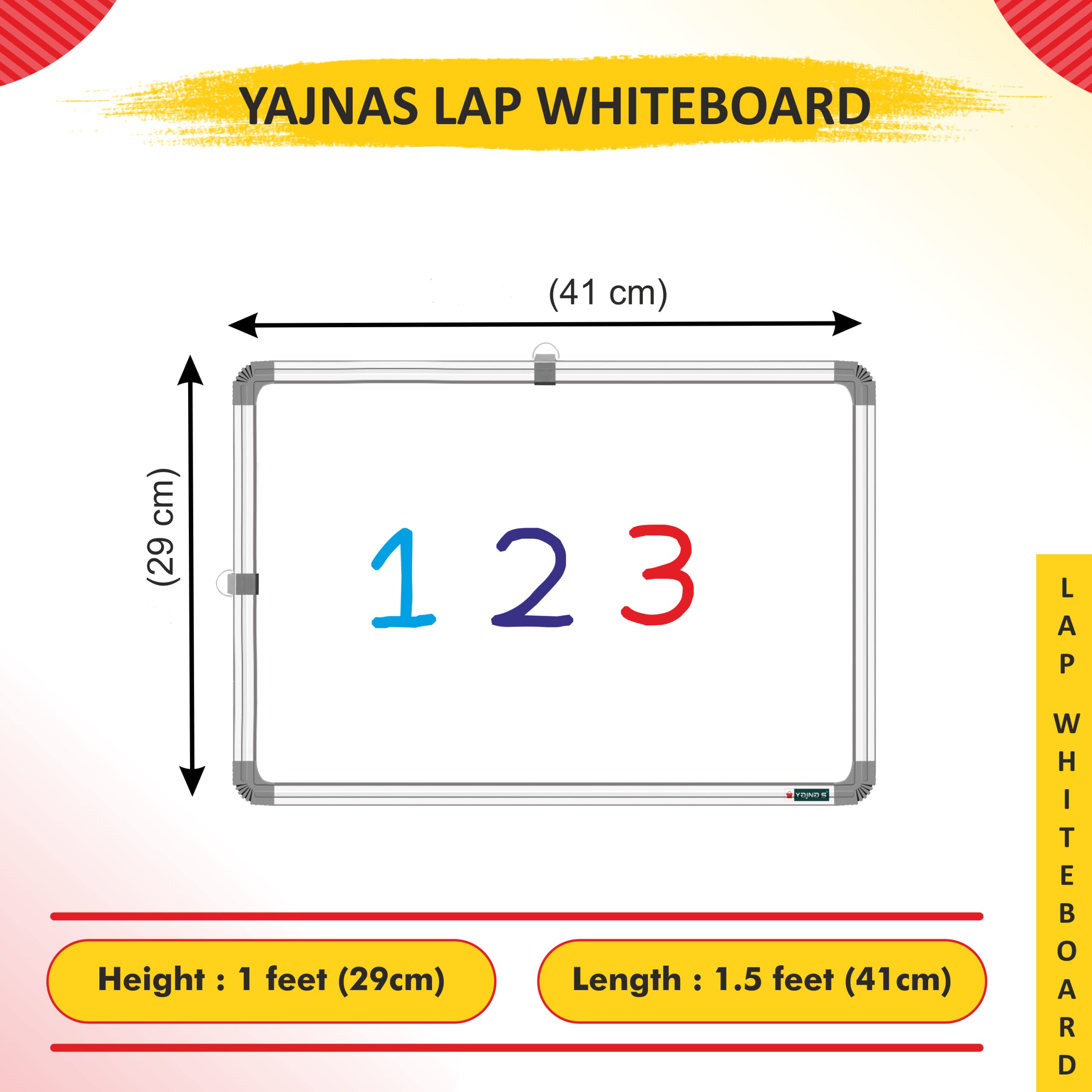 YAJNAS Magnetyczna suchościeralna tablica suchościeralna/laptop, 41 x 28 cm (szer. x wys.), zestaw combo (1 magnetyczna tablica suchościeralna/laptop + 10 szt.)