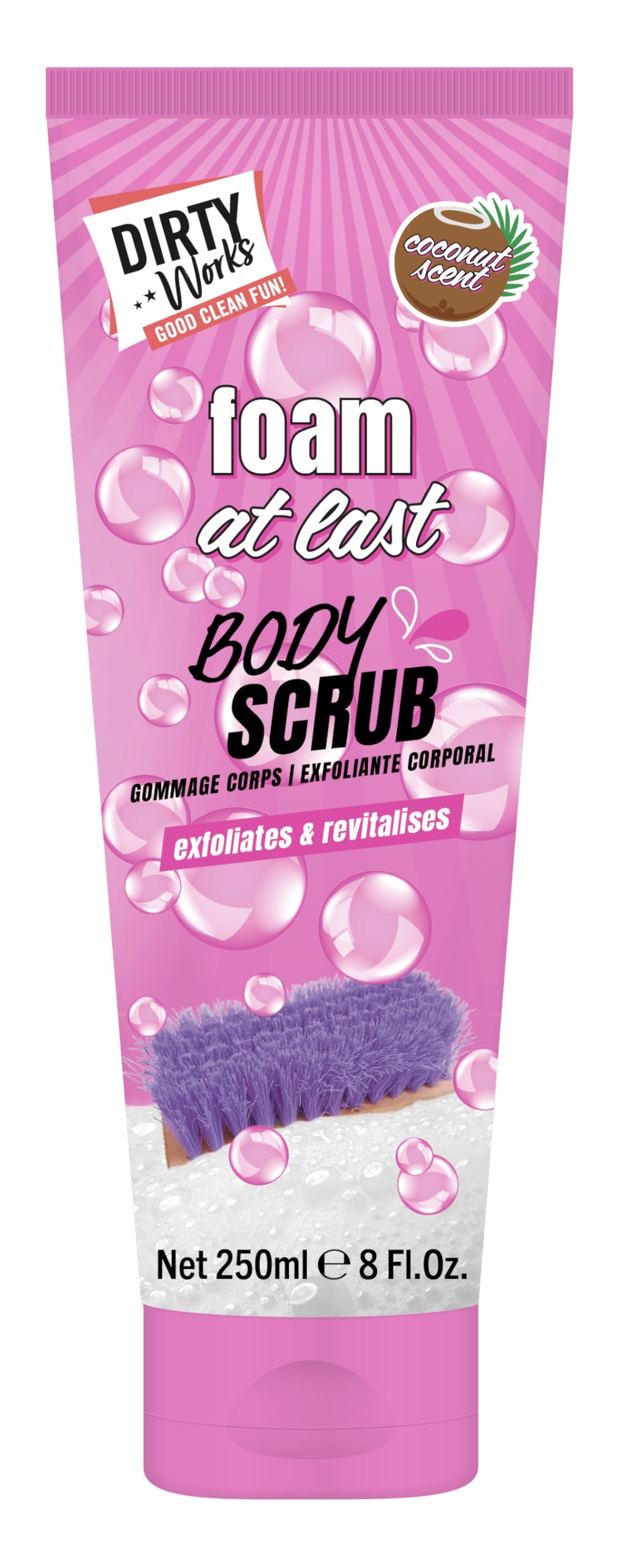 Dirty Works Tropic Like It's Hot Coconut Sugar Scrub: Foaming Exfoliator - Tropical Body Polish for Smooth, Soft Skin with Moisturizing Oils & Creamy Lather (250g)