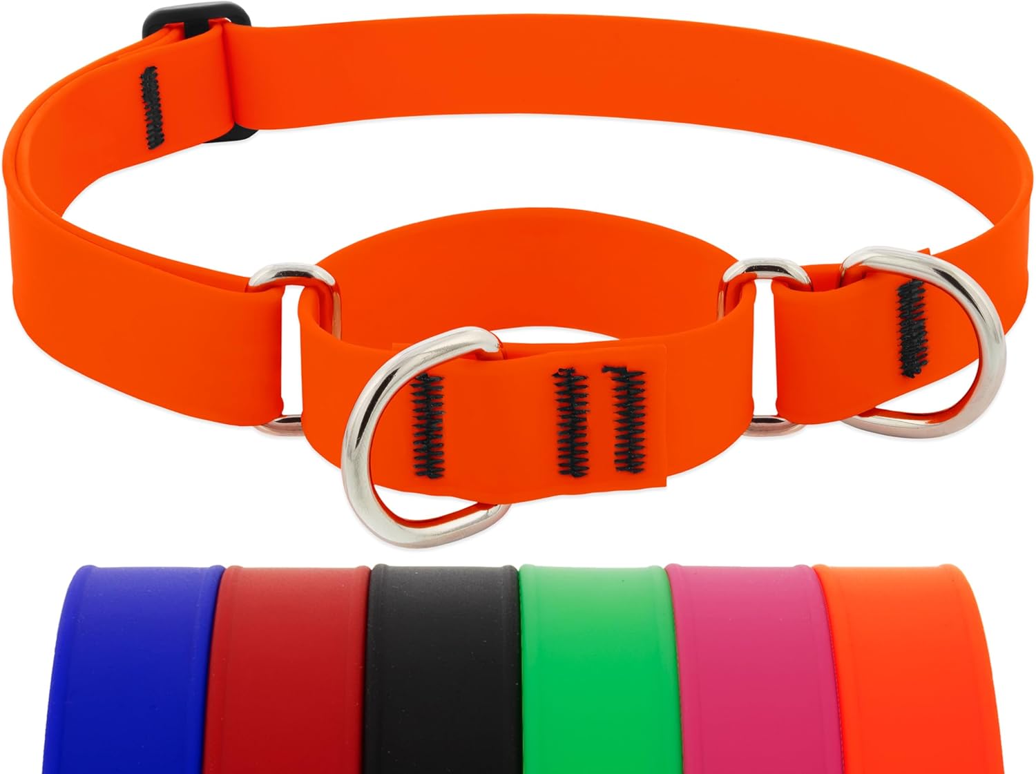 LupinePet Waterproof Splash Martingale Dog Collar, Brick Red, 1-inch Wide, adjusts 19-27", Made with BioThane
