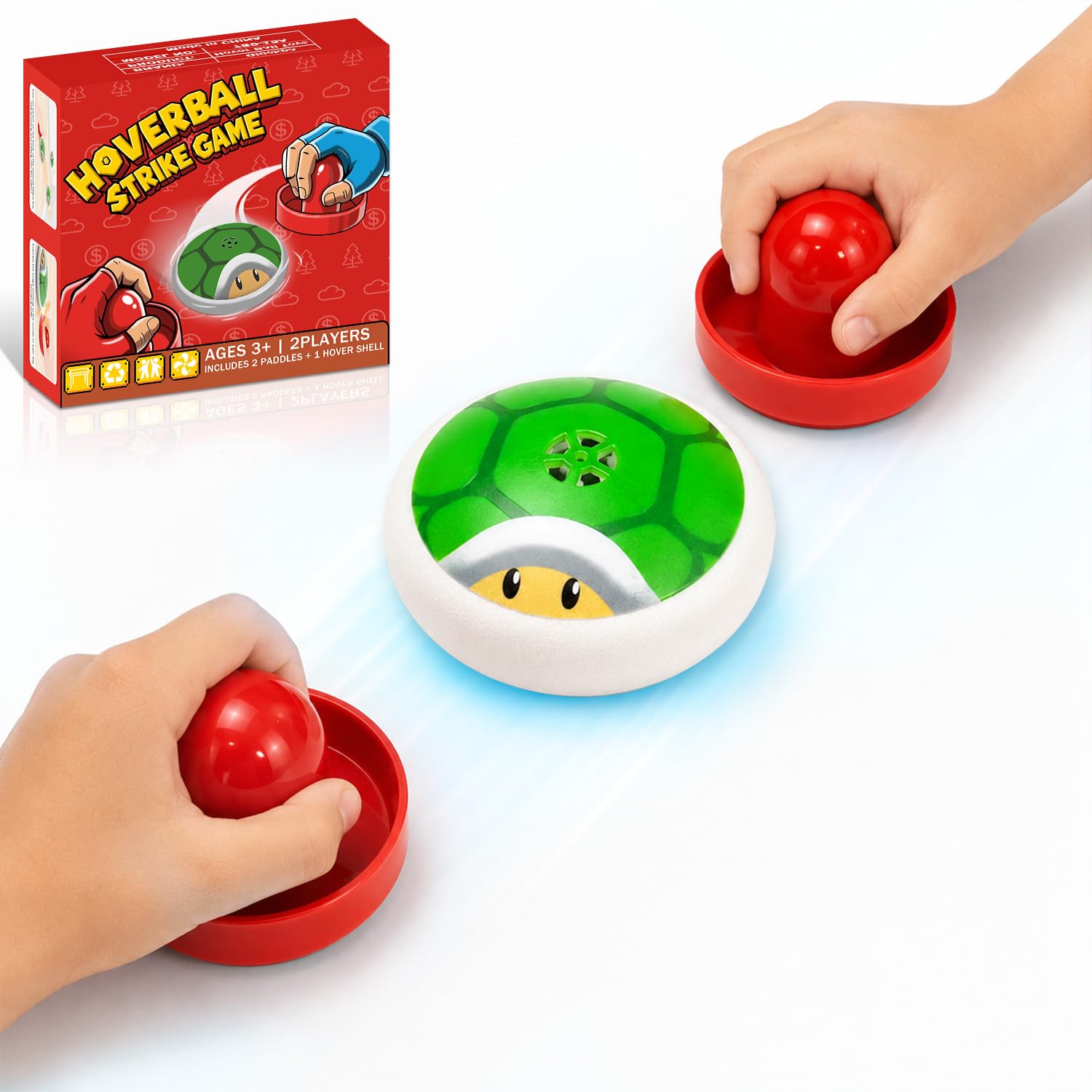 Kids Tabletop Air Hockey Games, Super Bro Toys, Indoor Hoverball Strike Toys, Table Top or Floor Multiplayer Sports Games, Hover Shell Strike Soccer Gifts for Boys Girls 3 4 5 6 7 8-12 Years Old