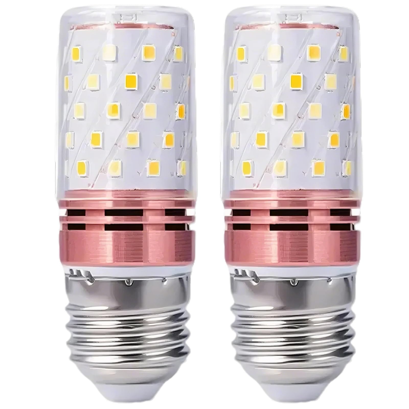 ZFFOZZ E14/E26/E27 LED Corn Light Bulbs 12W 16W Standard Screw Base 60W Equivalent for Rv, Off Grid Solar Panel Project, Boat, Pack of 2(E27-12W-pink,Warm)