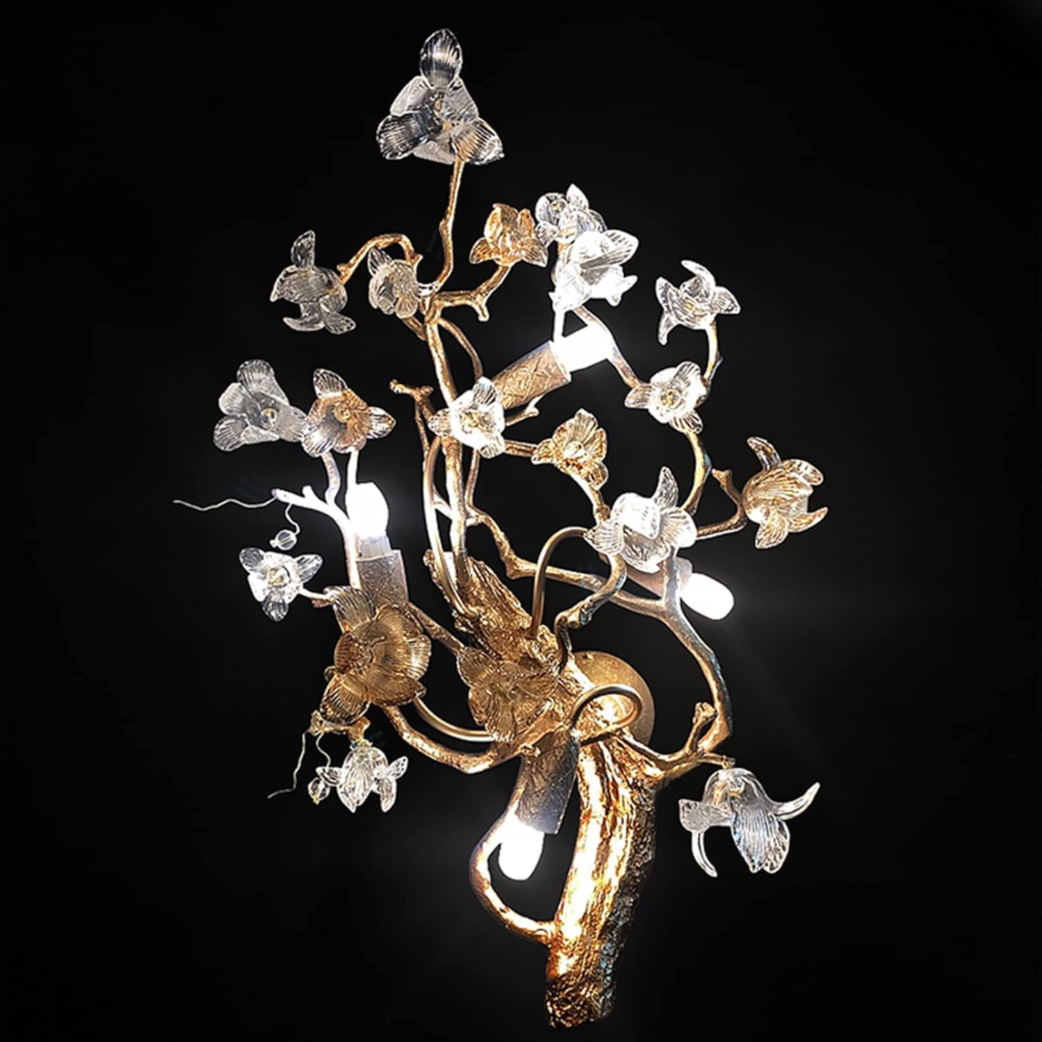 YNIYUJKL Wall Lamp, Postmodern All Copper Light Luxury Wall Light, Crystal Kapok Sconce Light, Bedroom Bedside Lamp,For Bedroom, Entryway, Dining Room, Girls Room, Foyer