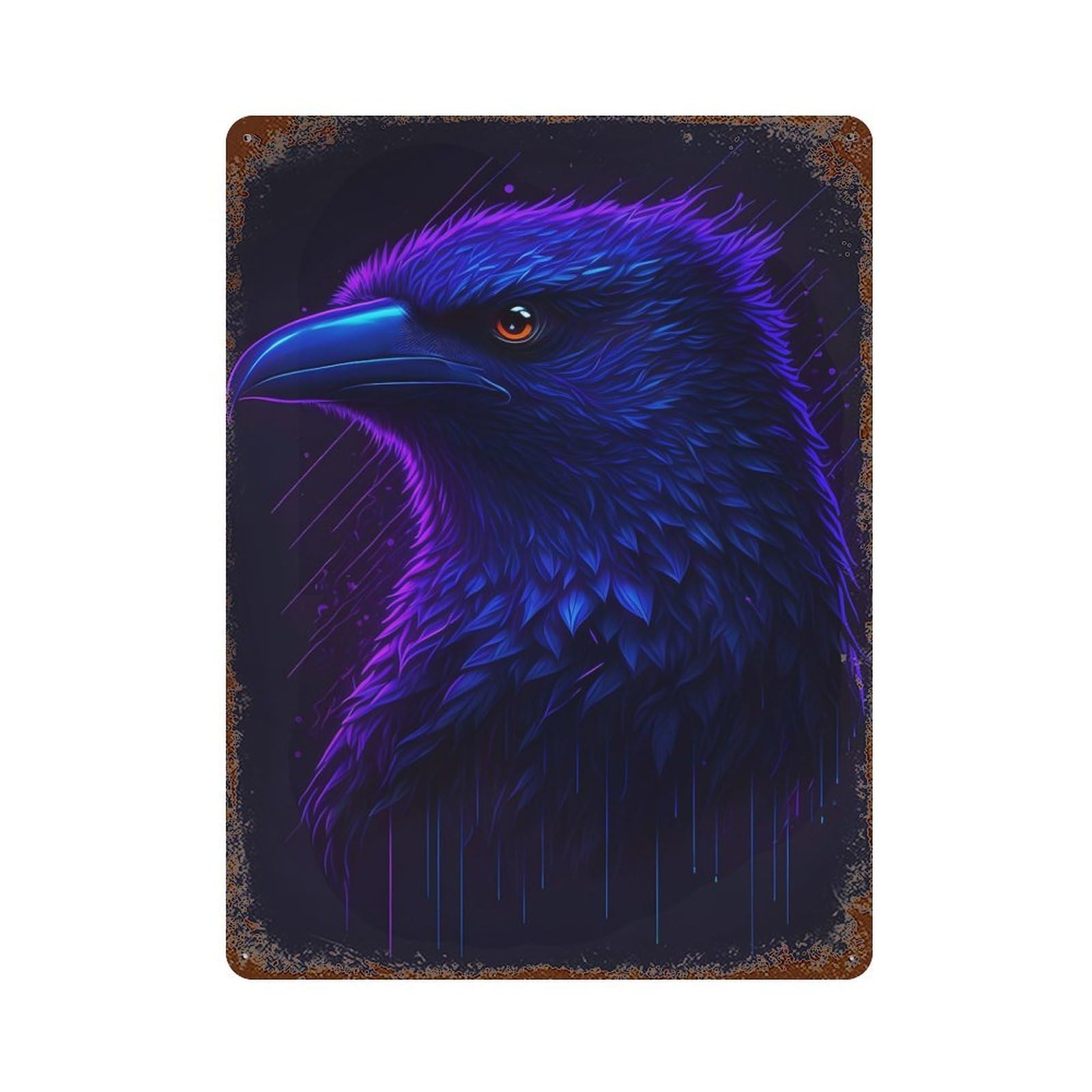 Rust Effect The Ravens Head Rusty Metal Tin Sign 15.7"x11.8", Old School Wall Decor for Farmhouse, Kitchen And Entryway Decor