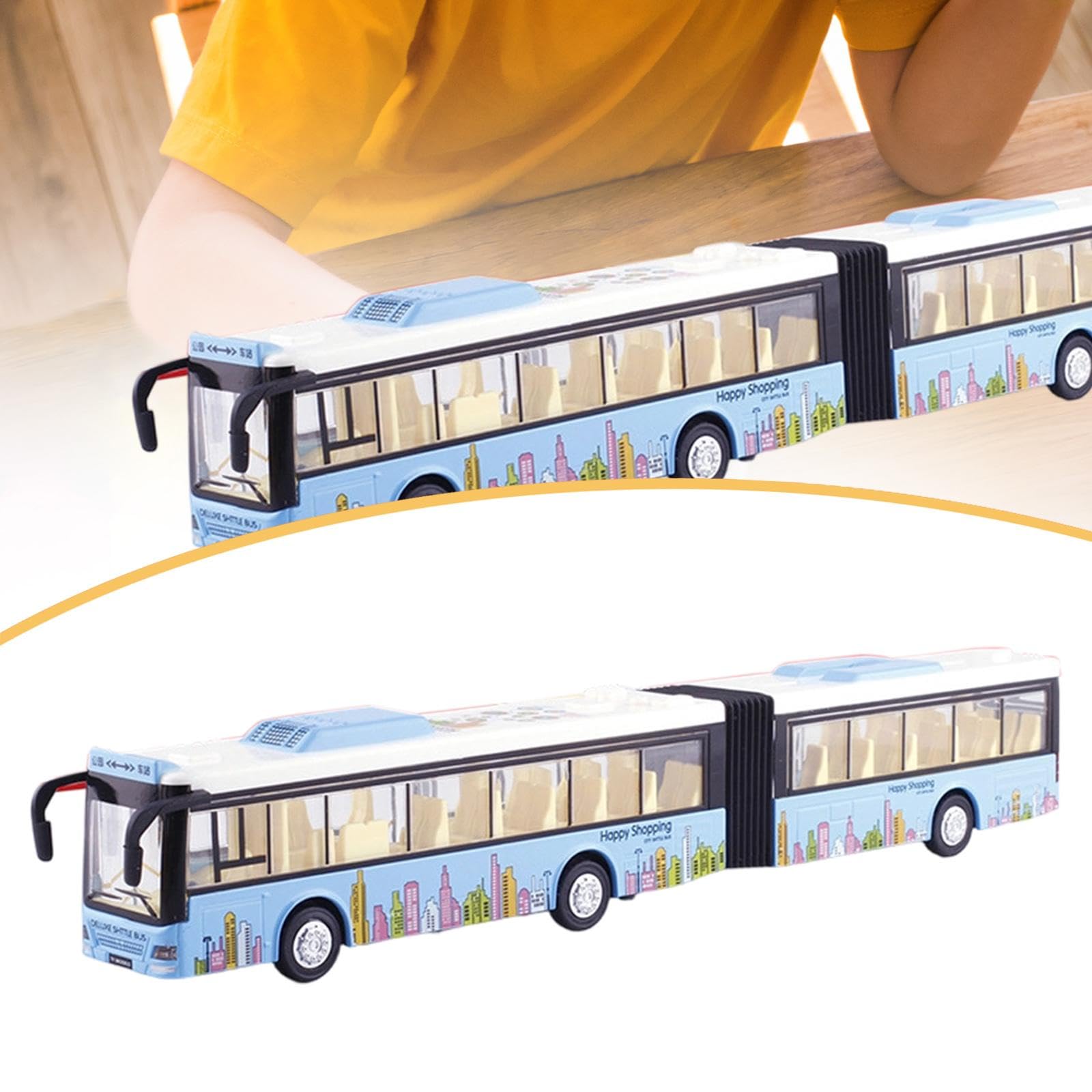 Modellino di Autobus Giocattolo con Porte Funzionanti, Motore a Retrocarica, Luci E Suoni. Realizzato in Robusta Lega. per Bambini dai 3 Anni in su. D, Blu