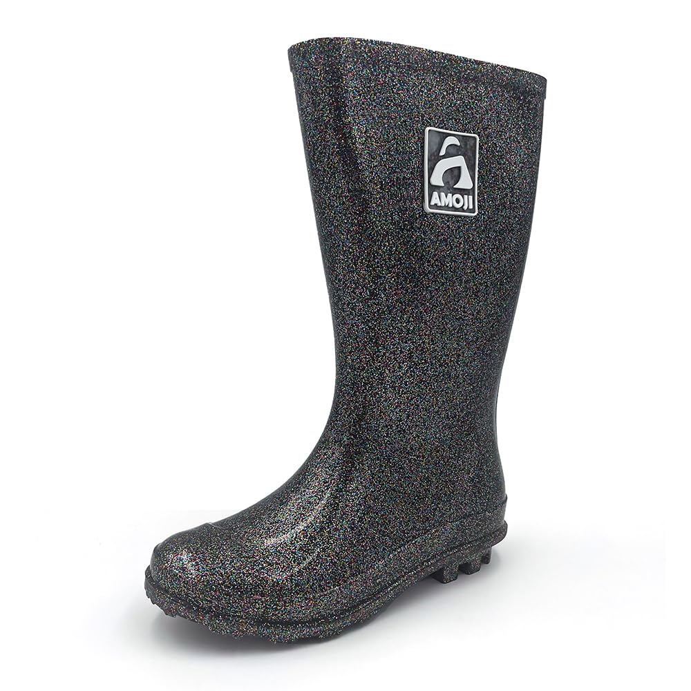 AMOJI Kids Glitter Knee High Rain Boots
