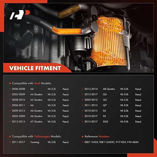 Miniatura 2 de A-Premium Tapa de la carcasa del filtro de aceite compatible con Audi A4 A6 A4A5A6A7A8 Quattro Q5 Q7 S4 S5 SQ5 Volkswagen Touareg V6 3.0L 3.2L