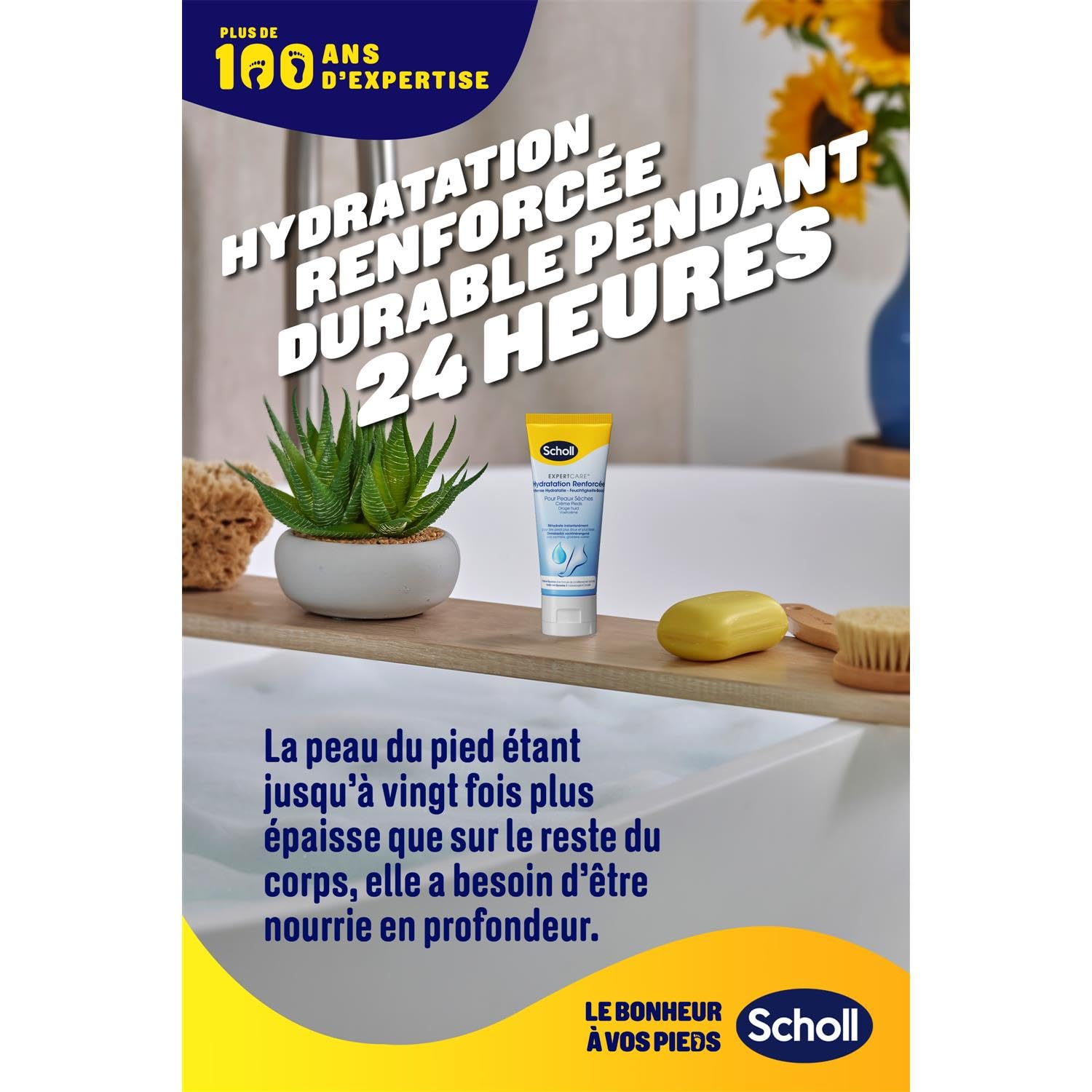 SCHOLL Crema hidratante intensificada para piel seca, 75 ml, paquete de 6