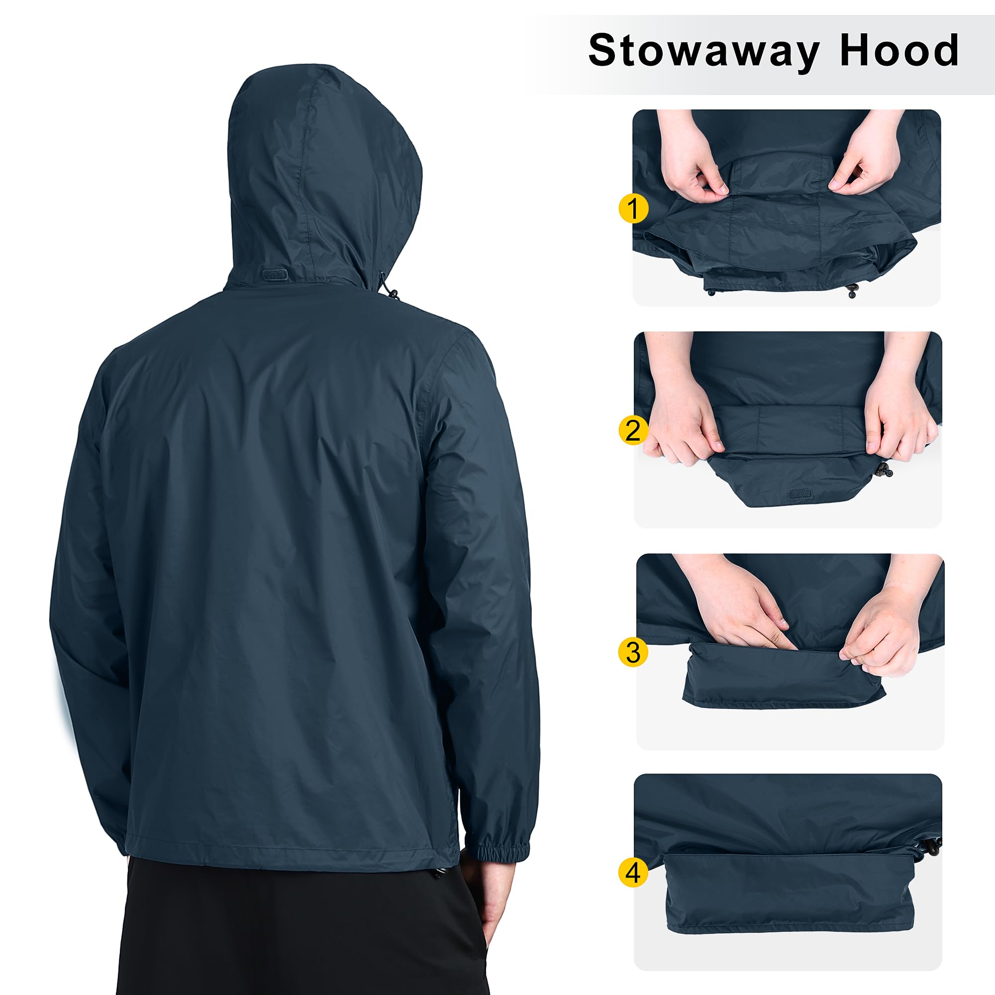 Outdoor Ventures Chubasquero hombres impermeable ultraligero delgado plegable impermeable transpirable bicicleta impermeable deporte
