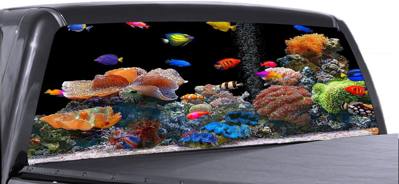 VuScapes Aquarium 03 (LEE880) Rear Window Truck Graphics-Decal SUV View Thru Vinyl