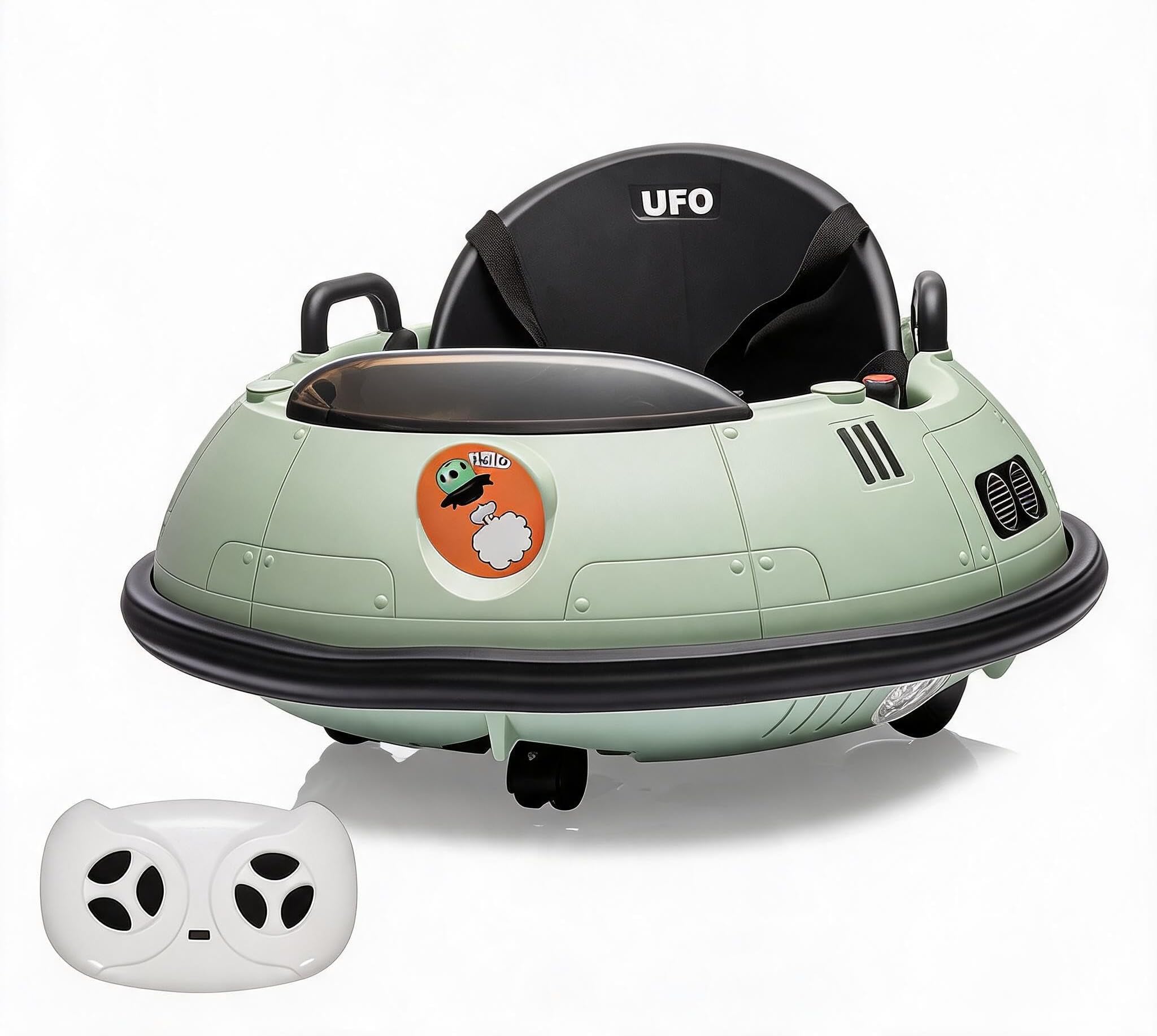 GarveeLife 12V Kids Ride On Bumper Car, Electric Bumper Car Ride On Toy for Toddlers With Remote Control, 360 Degree Spin, LED Lights, Safety Belt, Music, Green