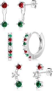 Gold Plated Stud Huggie Earrings Stack for Women Trendy, 3 Pairs Small Cute Hoop Jacket Cartilage Earring Set, Fashion Accessories Holiday Western Jewelry Christmas Gifts