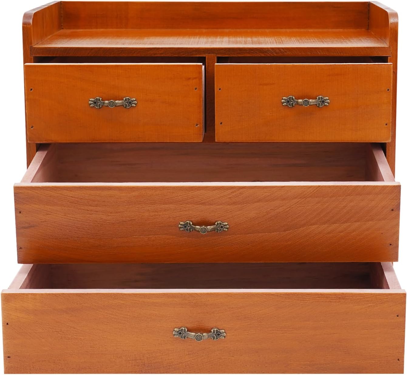 Wooden Desktop Organizer - 3-Tier Office Supplies Filing Tidy Storage Shelf - Storage Cabinet/Jewelry Organizer with 4 Drawers