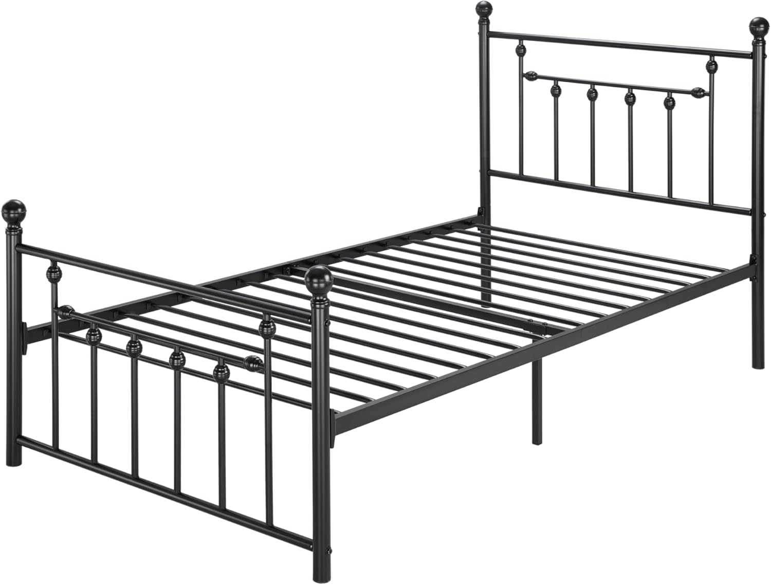 HOOMIC Twin Size Metal Platform Bed Frame/Victorian Style Iron-Art Headboard and Footboard / 15 Inches Mattress Foundation for Storage/No Box Spring Needed/Easy Assembly/Black