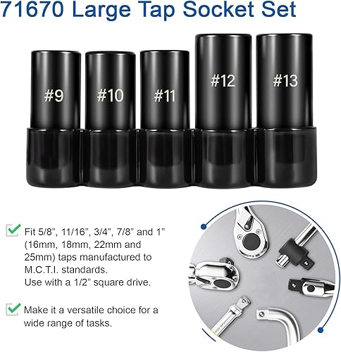 Miniatura 2 de Bonbo 71670 Juego de llaves de grifo grandes, apto para grifos de 58", 1116", 34", 78" y 1" (0.630 in-0.984 in), 5 piezas