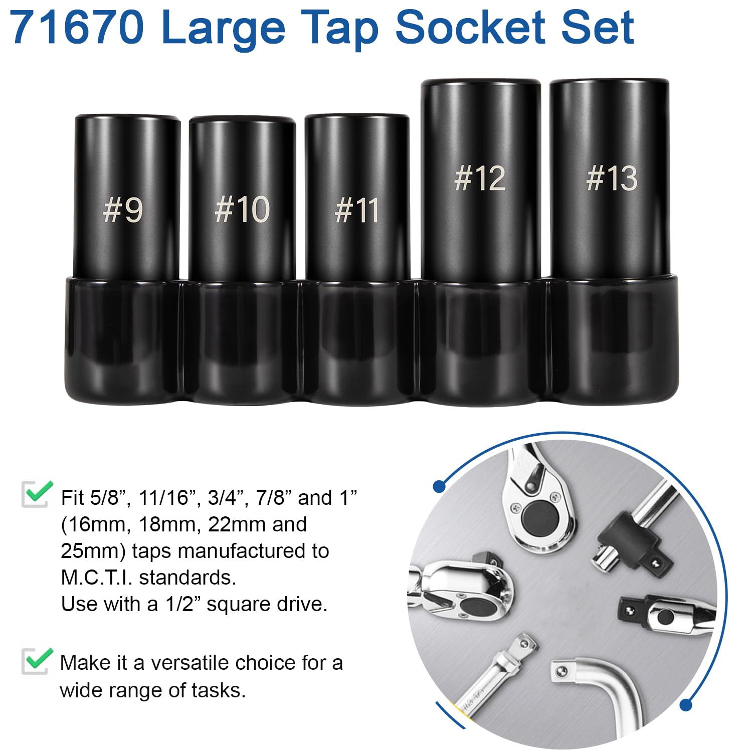 Amazon.co.jp: 71670 大型タップソケットセット 5/8インチ 11/16