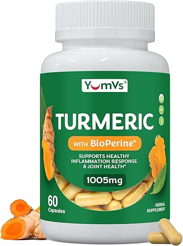 YUM-Vs Suplemento de curcumina de cúrcuma con pimienta negra – Hecho con 100 mg de extracto + 900 mg de cúrcuma orgánica cruda – Suplemento