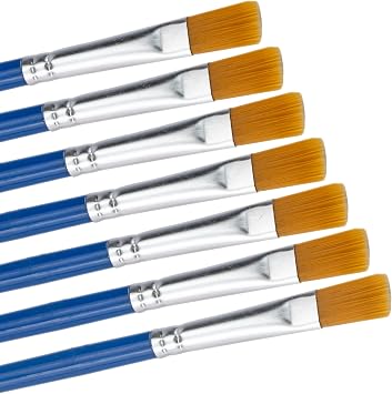 100 Pcs Flat Paint Brushes for Detail Painting Bulk 7mm Wide Nylon Hair Classroom Brush Set for Touch up Canvas Acrylic Oil Watercolor Fine Art Face Painting for Students Kids Starters Teens Adults