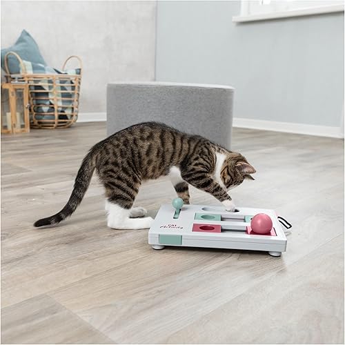 Miniatura 5 de TRIXIE Brain Mover - Juguete interactivo para gatos, juguetes de enriquecimiento para gatos de interior, rompecabezas de golosinas interactivas y