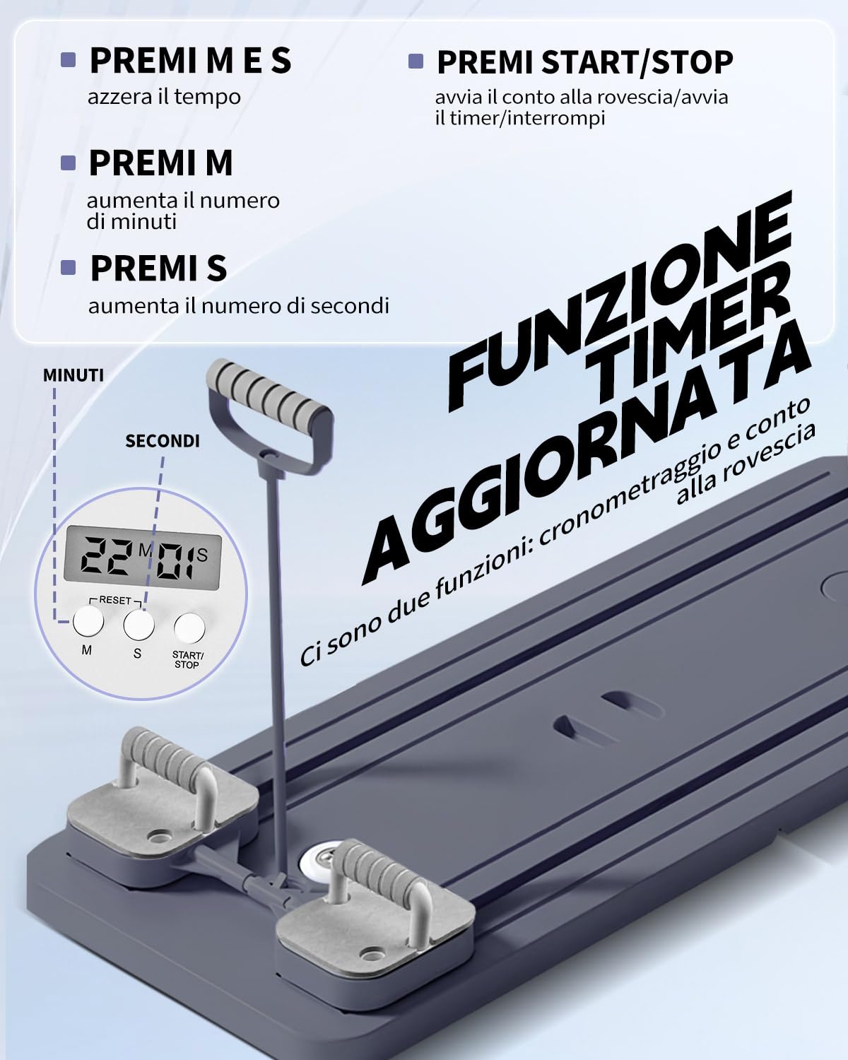 Tavola Pilates Reformer Multifunzione per Casa con Timer Integrato - Attrezzo per Allenamento Completo di Core, Addominali e Corpo Intero - Design Pieghevole e Antiscivolo per Uomini e Donne