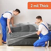 Vista 6 de Impresa Fundas de plástico para muebles, paquete de 4, 2 mil, diseño transparente resistente al desgarro y suministros de mudanza, barrera contra