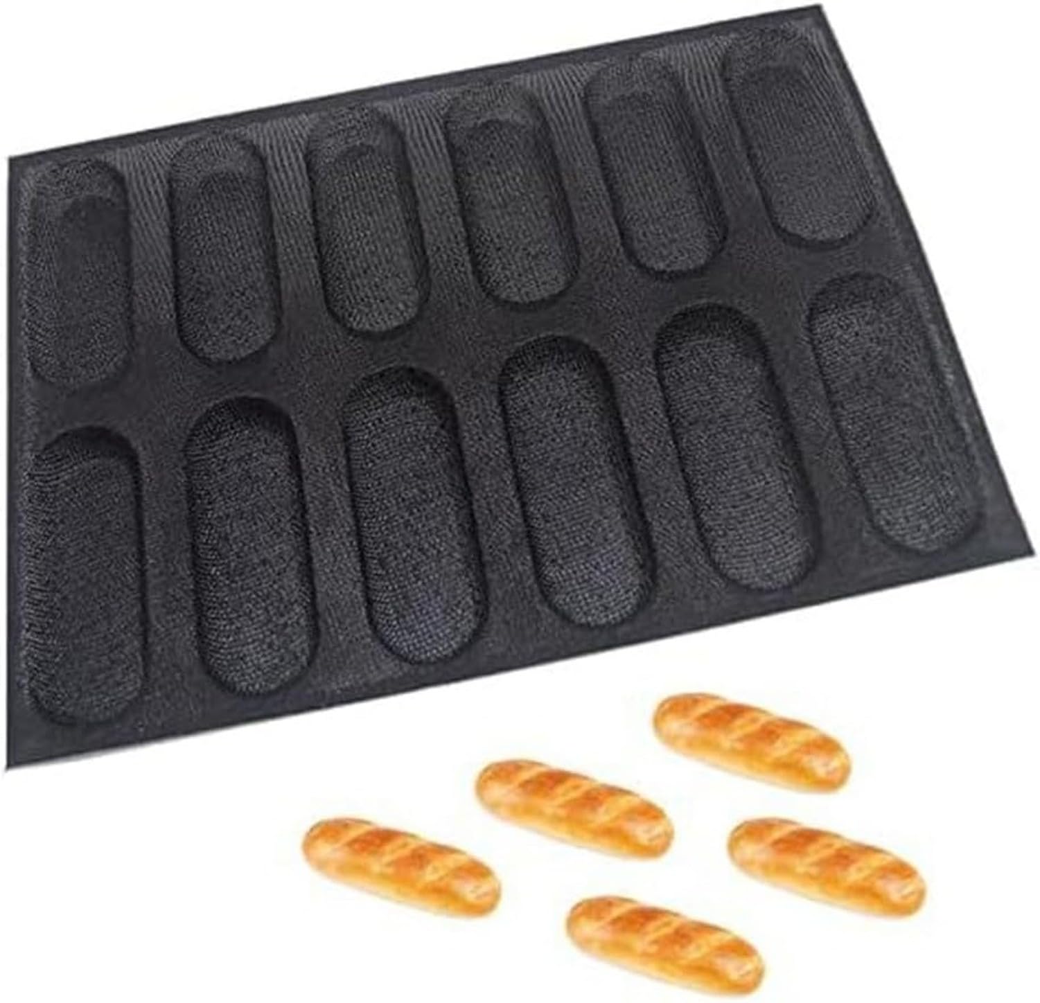 Molde de Silicona Antiadherente para Pan y Salchichas, 4/5/12 cavidades, USA para Hornear Pan, opción Negra de 12 moldes, Set, Orange, 4-Grid