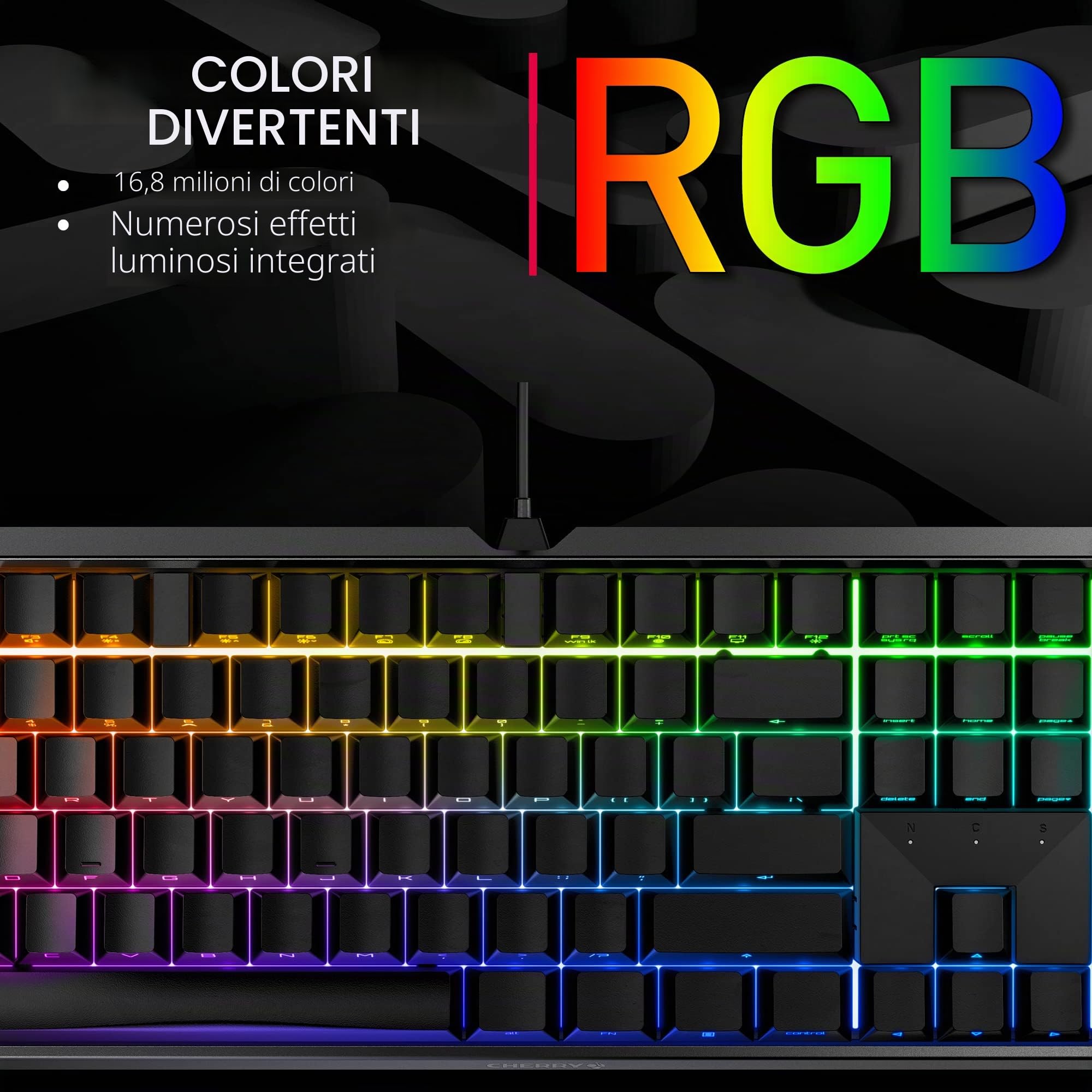 CHERRY MX BOARD 3.0 S, Tastiera Gaming Meccanica Con Filo, Layout per la Germania (QWERTZ), Corpo in Alluminio, Illuminazione RGB, Interruttori MX BROWN, Nero