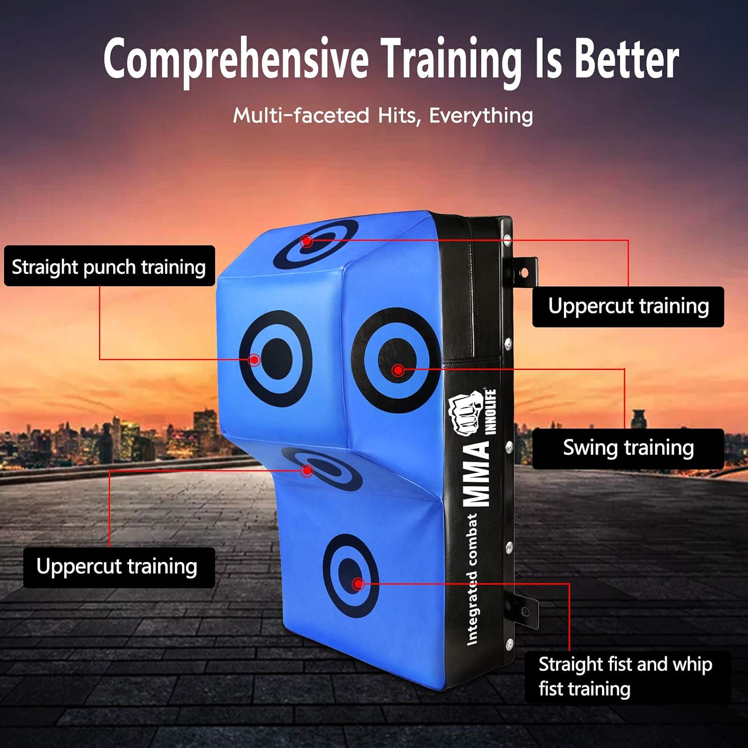INNOLIFE Wall Mount Uppercut Heavy Bag Boxing MMA Training Punching Target(23.8x13.7x11.8 inches)