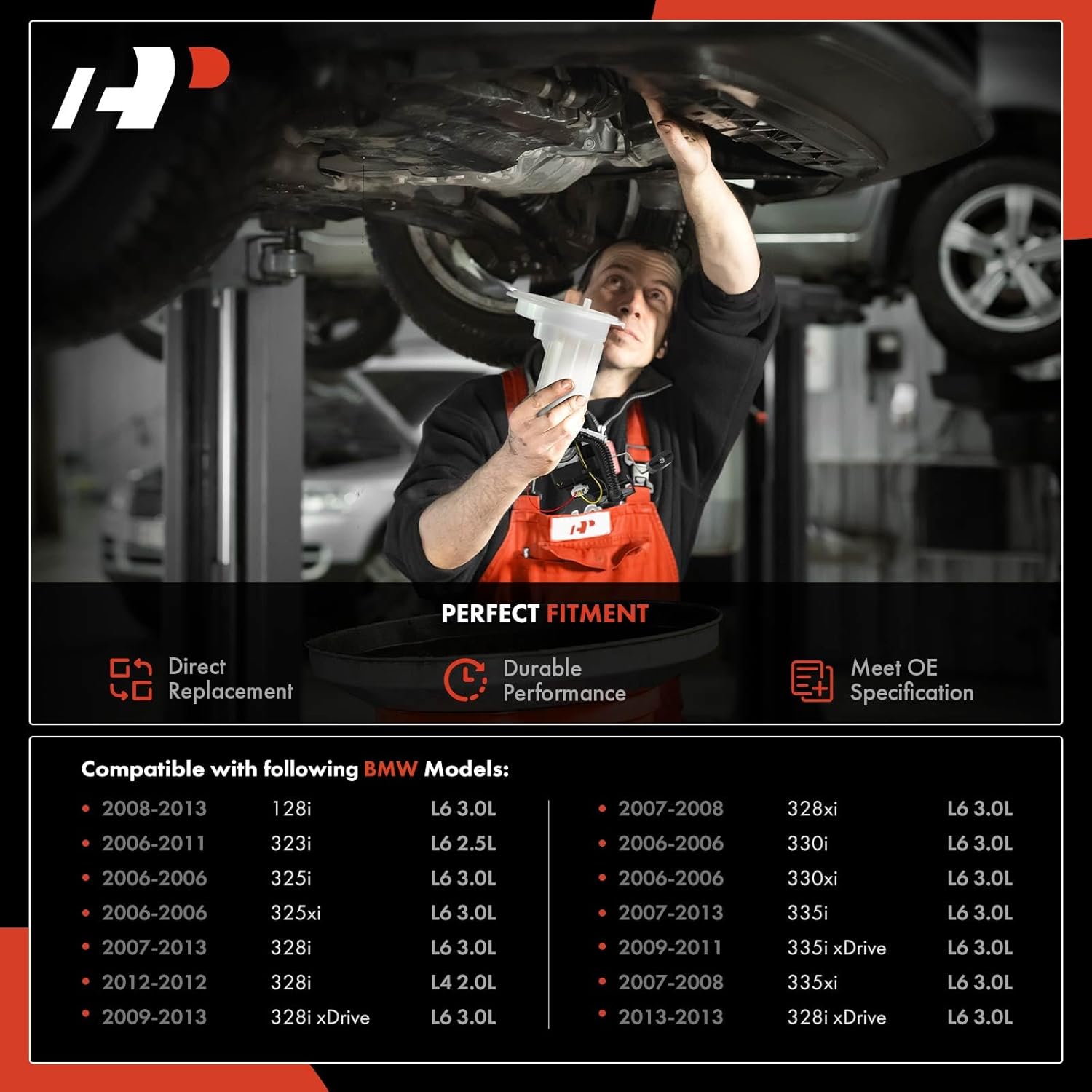 A-Premium Fuel Filter Assembly Compatible with BMW 323i, 128i, 325xi, 328i, 328i xDrive, 328xi, 330i, 330xi, 335i, 335i xDrive, 335xi, 2006-2013, 2.0L 2.5L 3.0L, Gas