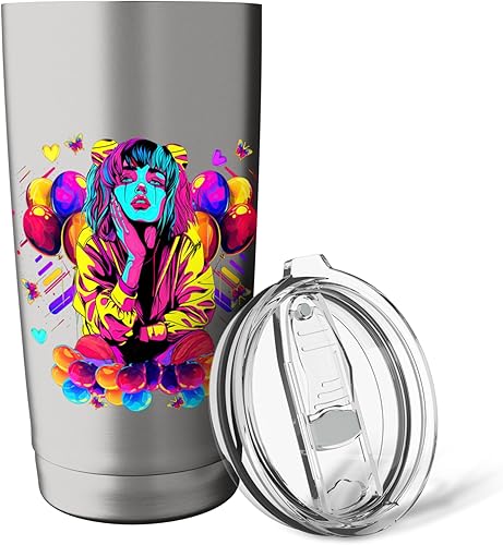 Miniatura 5 de Streetwear synthwave 80s 90s retro anime Emo clown fashion Stainless Steel Insulated Tumbler