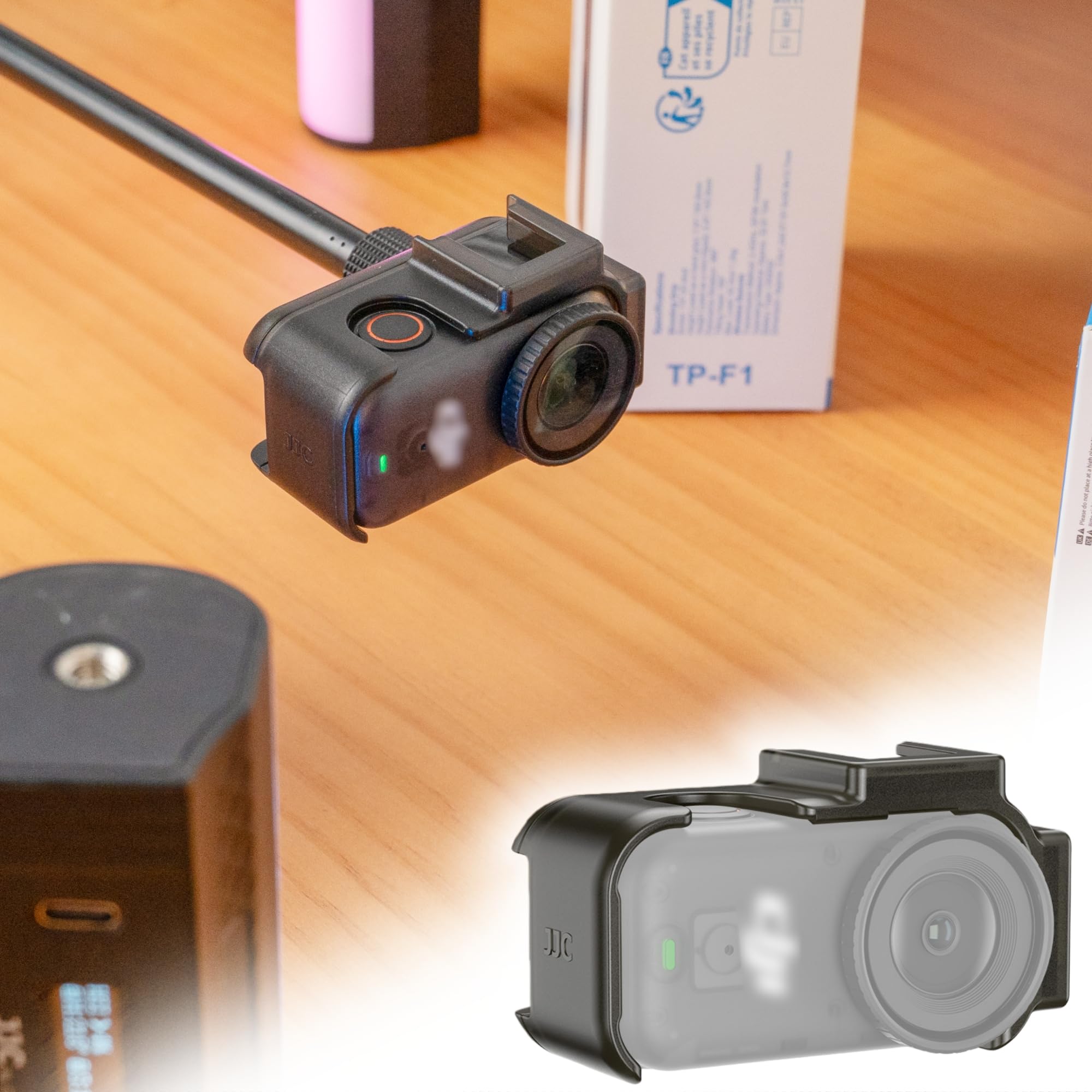 JJC Osmo Nano Cage for DJI Osmo Nano Accessories, Probe Lens Photography Expansion Adapter with 1/4"-20 Thread Hole, 2 Cold Shoe and Built-in Strong Magnet, Creative Narrow Crevice Shooting, ABS Frame