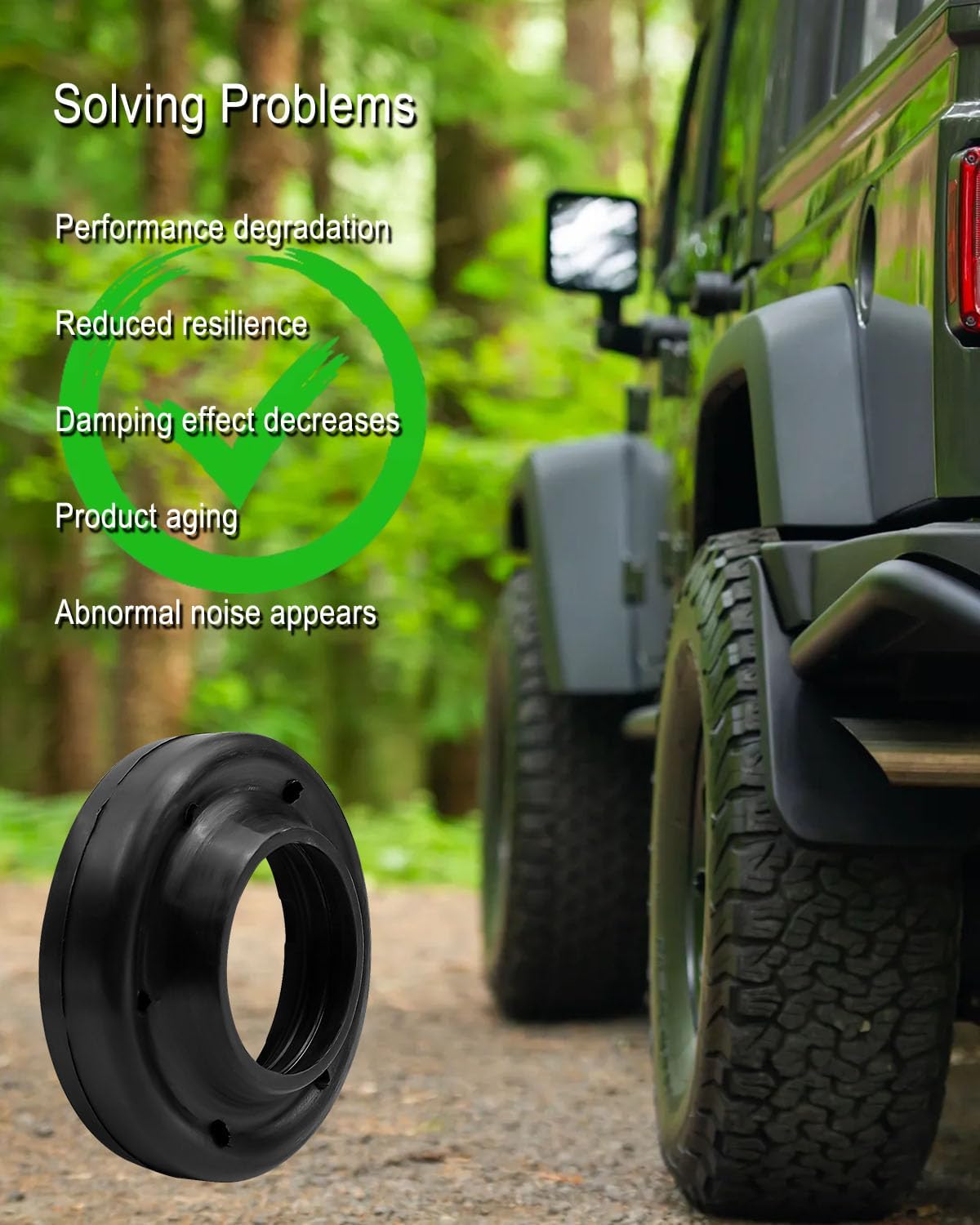 Front Upper Coil Spring Isolators Fit for Jeep Wrangler JK JKU 2007-2018 Replace 52059912AC, Rubber Spring Pads (Stock Height)
