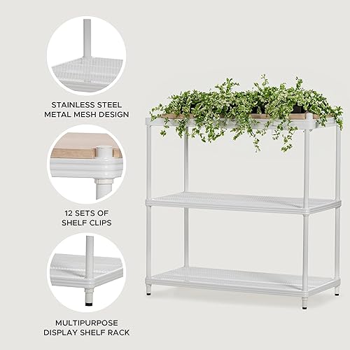 Miniatura 4 de Design Ideas MeshWorks - Estantería de metal resistente con parte superior de madera, capacidad de 440 libras por estante, ideal para almacenamiento