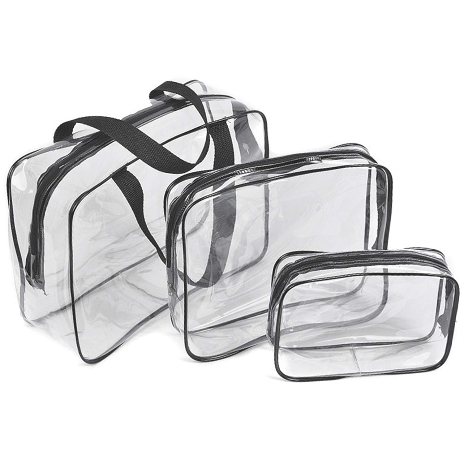 SALADOCY 3 Pcs Bolsas de Aseo Transparente, Viaje Impermeable Mujer Bolsa de Cosmético Organizador de Viaje