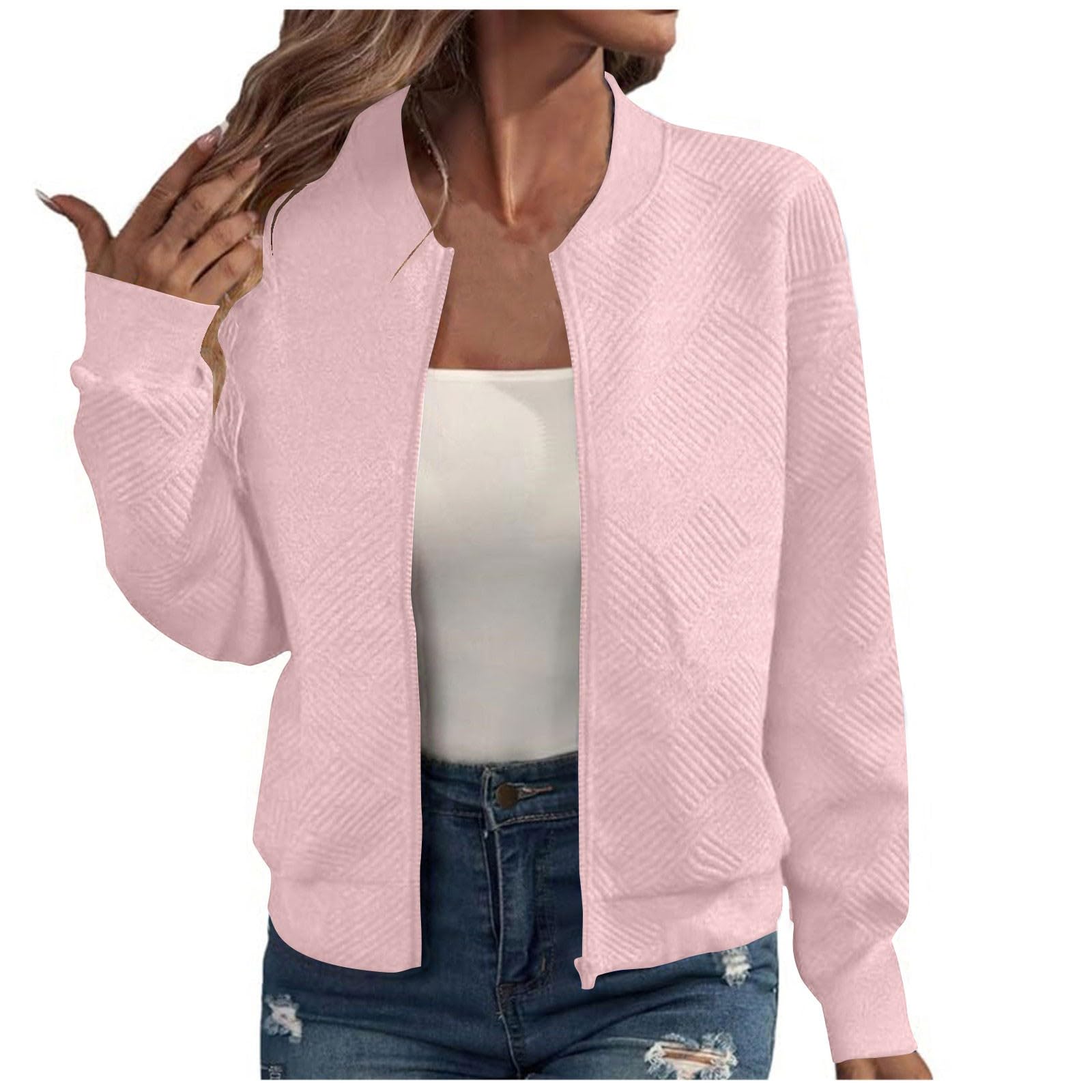 EMATOP Damen Sport Sweatjacke Langarm Baumwolle Full Zip Übergangsjacke