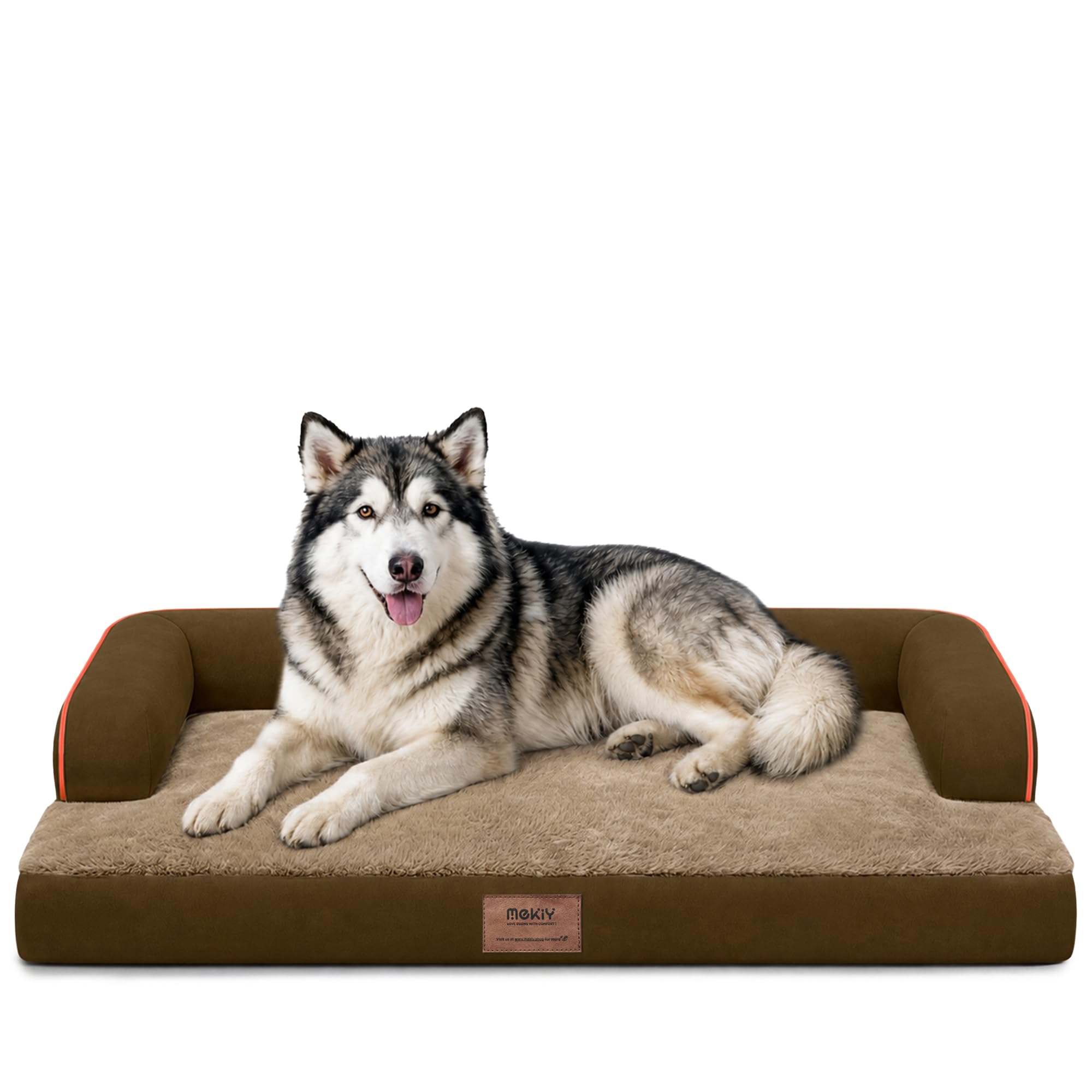 MEKIY Orthopedic Waterproof Dog Bed with Bolster for Extra Large Size Dogs
