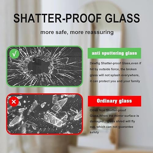 Miniatura 8 de Dewfig Espejo arqueado de longitud completa, 76 x 34 pulgadas, espejo grande con soporte, espejo de cuerpo completo para apoyar el dormitorio, sala