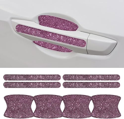 Bohisen Kit de 8 piezas de diamantes de imitación brillantes resistentes a los arañazos para manija de la puerta del automóvil, película protectora