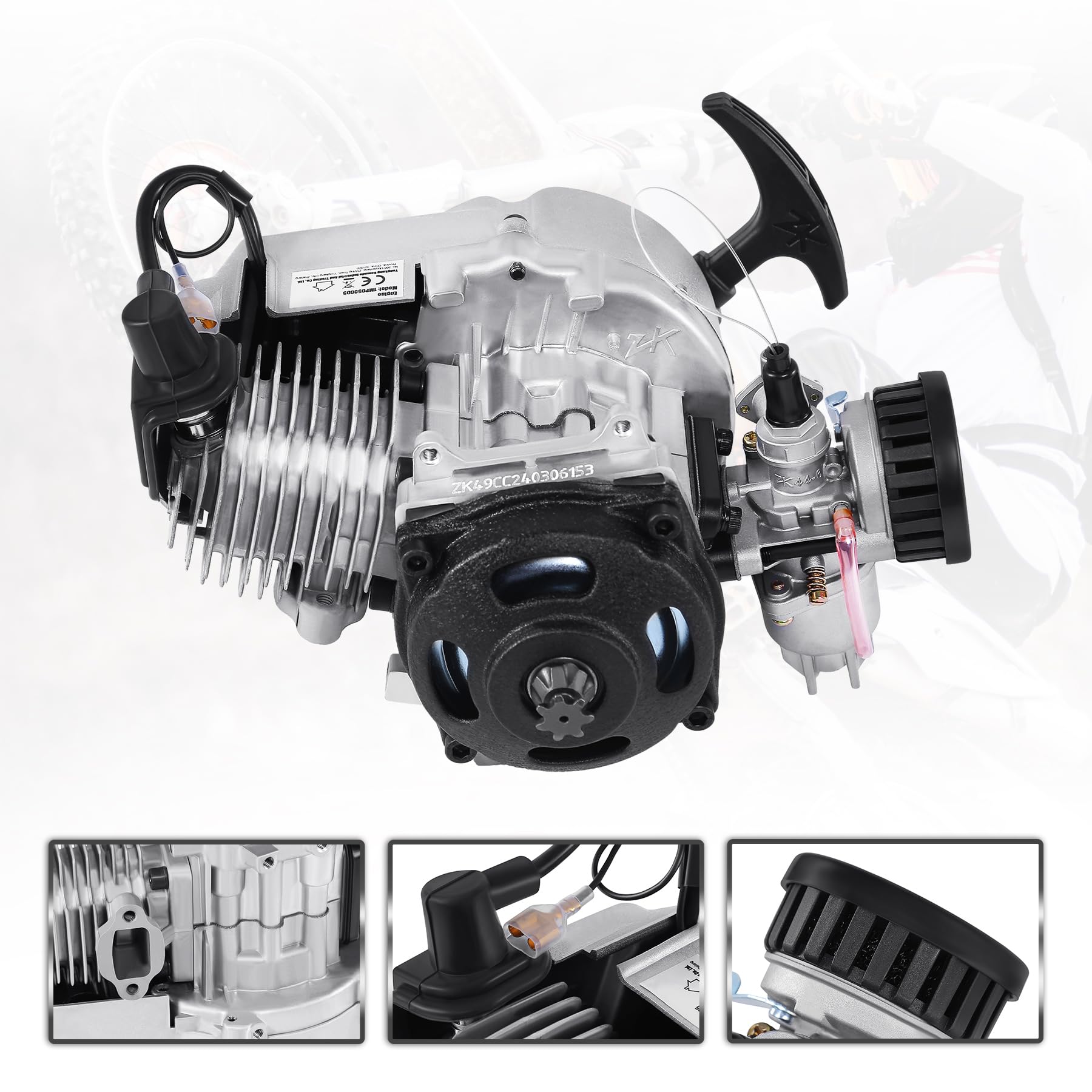 Samger Motor de arranque de 2 tiempos de 49 cc, enfriado por aire, apto para Pocket Bike Mini Dirt Bike ATV Roller