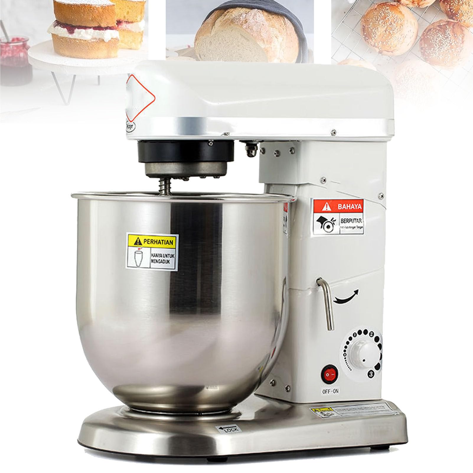 GLJTUO mixers for baking Commercial Kneading Machine 500W Stand Mixer, Commercial Kneading Machine, Food Processor Mixer,for Bakery Pizzeria Restaurant,White